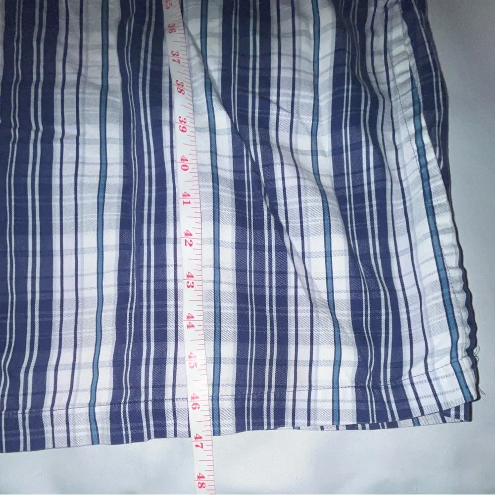 Cabernet Sleepwear Plaid Button Down Robe Split Sides Navy Wht Pockets Size M - Picture 8 of 8
